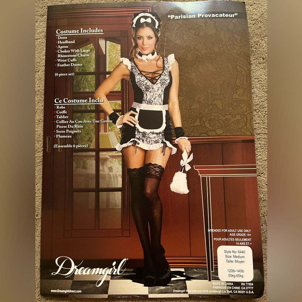 Full French maid costume with accessories, size medium - Picture 1 of 9